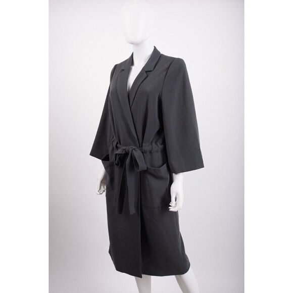 Hemsmith Womans Mid Length Rey Coat Jacket Size M Graphite Gray Wrap Ties NWT - Picture 3 of 6